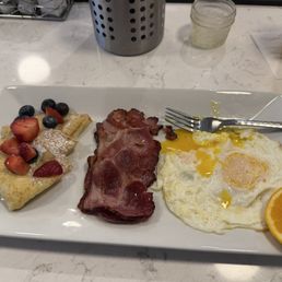 Crepes Eggs and Meat (Irish Bacon)