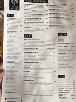 Menu photo 6 More Better Restaurant & Beer Hall Round Hill, VA
