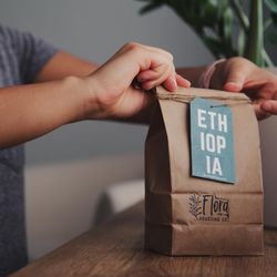 Flora Roasting Co - Our clean and eco-friendly packaging. It is all biodegradable.