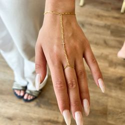 Jasel Jewelry - 14K Gold hand chain permanent jewelry