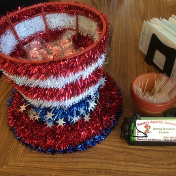 Sandy's Country Junction - Very patriotic hat with mints after your service is completed! - Coffee & Tea Near Me - Clovis, California Sandy's Country Junction - Very patriotic hat with mints after your service is completed! - Coffee & Tea Near Me - Clovis, California