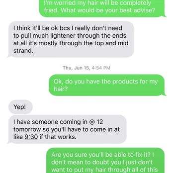 Sinful Salon - Me expressing my concerns and her reassuring me it'll will be ok. - Hair Salons Near Me - Lakewood, Colorado