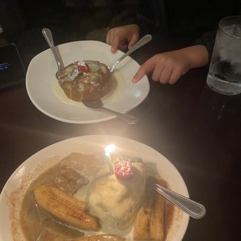 The Rouxpour - Baybrook - Bananas Foster (not flambéed tableside smh) and the seasonal pumpkin bread pudding - Cajun/Creole Near Me - Friendswood, Texas The Rouxpour - Baybrook - Bananas Foster (not flambéed tableside smh) and the seasonal pumpkin bread pudding - Cajun/Creole Near Me - Friendswood, Texas