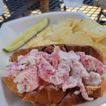 The Deck - Lobster roll and chips. - Seafood Near Me - Salisbury, Massachusetts