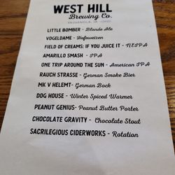 West Hill Brewing Company - The days selection...
