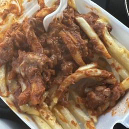 Cheese-less chili cheese fries Cheese-less chili cheese fries