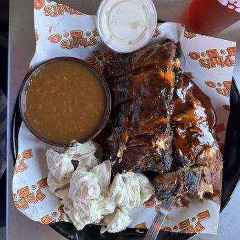 Phil's BBQ - BBQ Rib Dinner (Quarter) Potato Salad (Small) Sweet Baked Beans (Small) - Barbeque Near Me - San Diego, California