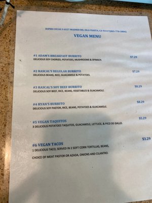 Menu photo 1 Super Cucas Isla Vista, CA