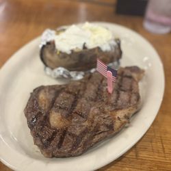 Marshall Steakhouse - Ribeye w/loaded baked potato