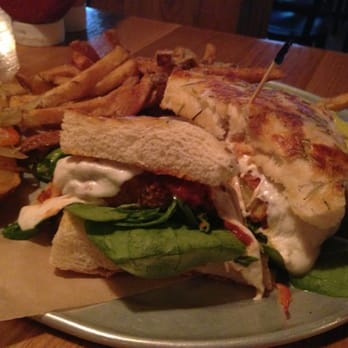 Ormsby's - Eggplant Parm sandwich with spinach, mozzarella and marinara on focaccia. - Sandwiches Near Me - Atlanta, Georgia