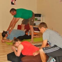 Dover Doula - Dads learn hands on ways to assist moms in the Yoga for Birth workshop