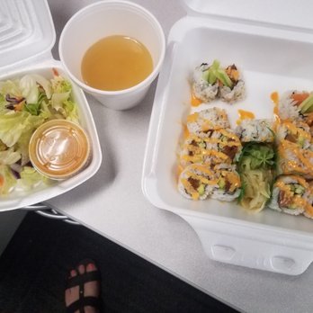 O'daku - #5 Spicy Roll Combo Spicy Tuna Roll and Spicy Salmon Roll with Miso soup and a House salad. - Sushi Bars Near Me - Austin, Texas O'daku - #5 Spicy Roll Combo Spicy Tuna Roll and Spicy Salmon Roll with Miso soup and a House salad. - Sushi Bars Near Me - Austin, Texas