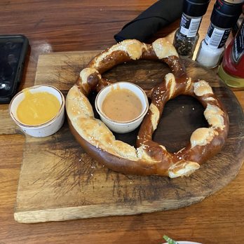 Maggie McFly's - Pretzel appetizer- oh that cheese and mustard!! - New American Near Me - Virginia Beach, Virginia