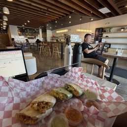 Chicken Burrito and the new spinach burrito