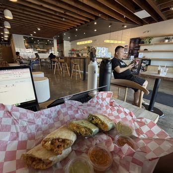 Solid Coffee Roasters - Chicken Burrito and the new spinach burrito - Coffee Roasteries Near Me - Artesia, California