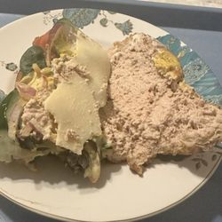 This is a schmear of tuna... definitely not the subway prescribed four scoops in a foot long