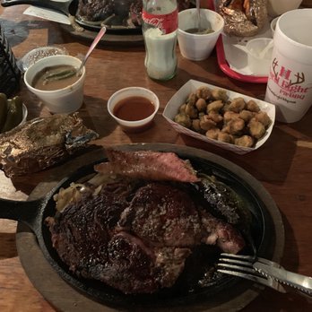 Hard Eight BBQ - 16 oz ribeye. Still smoking from the grill.. - Barbeque Near Me - Roanoke, Texas Hard Eight BBQ - 16 oz ribeye. Still smoking from the grill.. - Barbeque Near Me - Roanoke, Texas