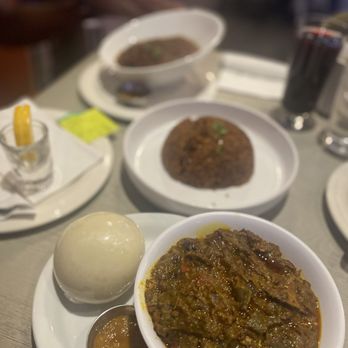 Calabash African Kitchen - Okra soup with Fufu "Pounded Yam" - African Near Me - Las Vegas, Nevada Calabash African Kitchen - Okra soup with Fufu "Pounded Yam" - African Near Me - Las Vegas, Nevada