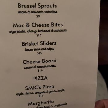 Smic's - Food menu (not the best pic it was from a video) - Bars Near Me - Sacramento, California