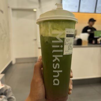 Milksha Great Mall - Cloudy Cream Strawberry Uji Matcha Latte - Coffee & Tea Near Me - Milpitas, California