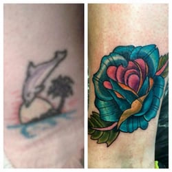 Tried N True Tattoo - Dolphin cover-up by Joshua