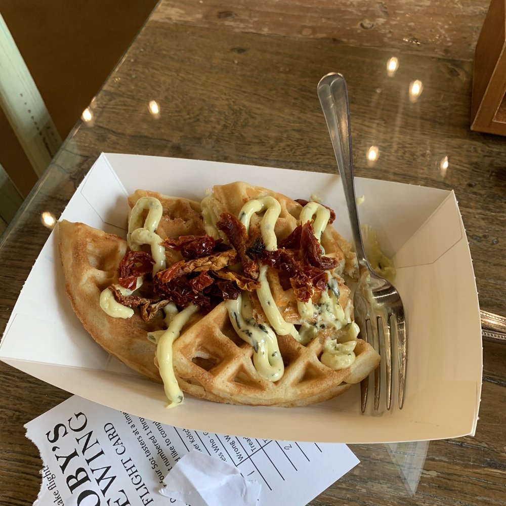 Hooby’s Brewing - Pesto Grilled Cheese Waffle - Breweries Near Me - Winters, California Hooby’s Brewing - Pesto Grilled Cheese Waffle - Breweries Near Me - Winters, California