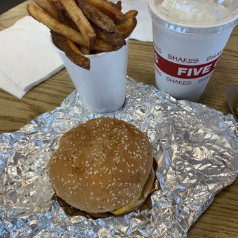 Five Guys - Regular Fries, Little Cheese burger, Shake - Burgers Near Me - Springfield, Oregon