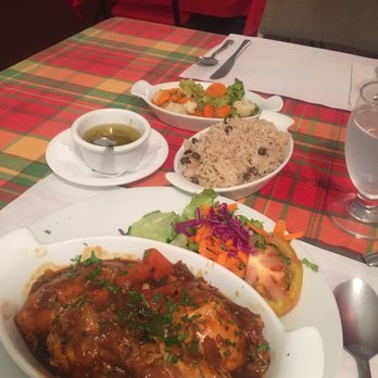 Yvettes Restaurant - Stewed chicken Saint Martin style with veggies and rice and peas and salad with homemade dressing. All for $10 - Seafood Near Me - St Martin, California Yvettes Restaurant - Stewed chicken Saint Martin style with veggies and rice and peas and salad with homemade dressing. All for $10 - Seafood Near Me - St Martin, California