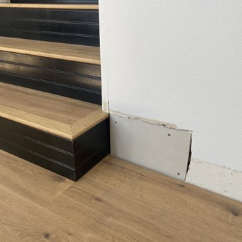 Wall and Ceiling Pros - Same but right side of stair had them repair - General Contractors Near Me Wall and Ceiling Pros - Same but right side of stair had them repair - General Contractors Near Me