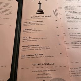 Cocktail menu Cocktail menu
