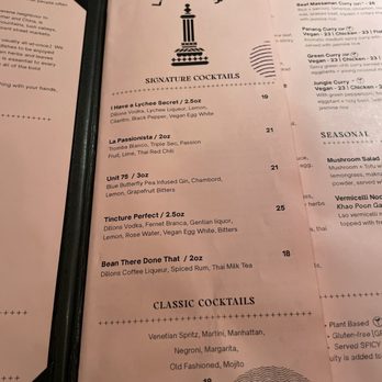 Lao Lao Bar - Cocktail menu - Laotian Near Me - Toronto, Ontario