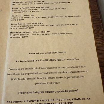Trestles Restaurant - Menu - New American Near Me - Capitola, California Trestles Restaurant - Menu - New American Near Me - Capitola, California