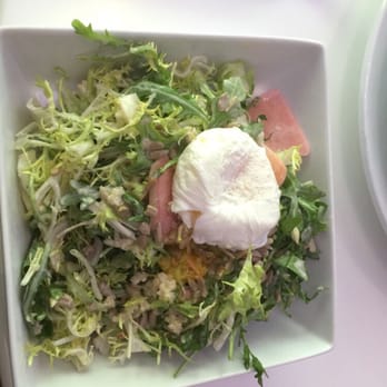 SOCCi - Frisse salad Arugula| pickled watermelon radish | poached egg | quinoa | sunflower seeds | white balsamic vinaigrette - Bars Near Me - Arlington, Virginia SOCCi - Frisse salad Arugula| pickled watermelon radish | poached egg | quinoa | sunflower seeds | white balsamic vinaigrette - Bars Near Me - Arlington, Virginia