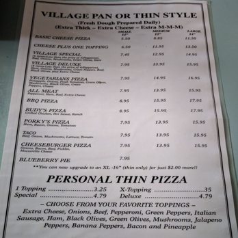 Village Pizza - the menu for the restaurant - Pizza Near Me - Reidsville, Georgia