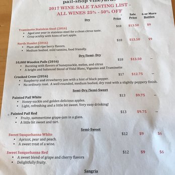 Pail Shop Vineyards - Wine tasting list - Wineries Near Me - Fly Creek, New York Pail Shop Vineyards - Wine tasting list - Wineries Near Me - Fly Creek, New York