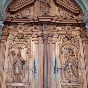 Hofkirche St. Leodegar - Carvings on the grand main doors - Churches Near Me - Luzern, LU