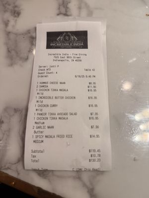 Menu photo 1 Incredible India Indianapolis, IN