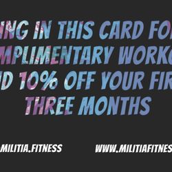 Militia Fitness Pensacola - Mention this card when you book your appointment!