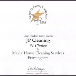 JP Cleaning Service - JP Cleaning Service was voted best of Framingham 2016 by the Metrowest Daily News!Many Thanks to everyone who vote for us JP Cleaning Team