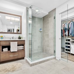 HomeSource Design Center - Closet system, vanity and top, floor and shower tile.
