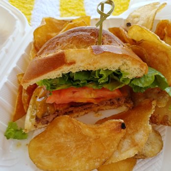 Longboards - Bacon cheeseburger with chips poolside. - Bars Near Me - Kapolei, Hawaii