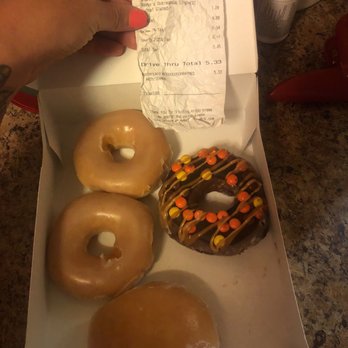 Krispy Kreme - So ordered two of the Reese's, a Kreme filled and an original glazed! This is what I got and I paid for two Reese's! - Donuts Near Me - Knoxville, Tennessee Krispy Kreme - So ordered two of the Reese's, a Kreme filled and an original glazed! This is what I got and I paid for two Reese's! - Donuts Near Me - Knoxville, Tennessee