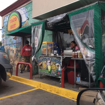 Taco Hut - A food stall in front of the shop selling Mexican corn in a cup - Mexican Near Me - Lewisville, Texas Taco Hut - A food stall in front of the shop selling Mexican corn in a cup - Mexican Near Me - Lewisville, Texas