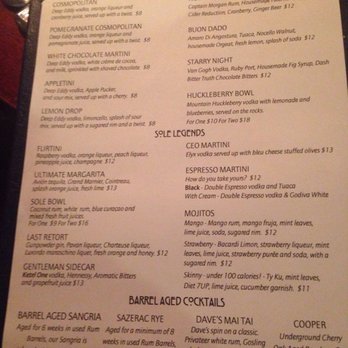 The Sole Proprietor - Cocktail menu - Bars Near Me - Worcester, Massachusetts