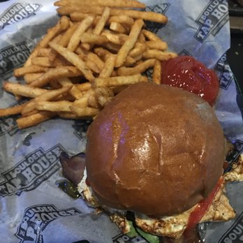 Boulder Tap House - Egg/cheese burger with bacon added with Cajun fries - Sports Bars Near Me - Baxter, Minnesota
