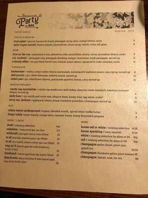 Menu photo 5 Party Bar Eugene, OR