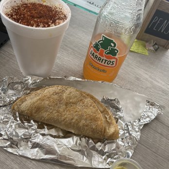 Taco Villa - Bean and cheese taco, elote in a cup, mandarin jarrito. - Mexican Near Me - Villa Park, Illinois