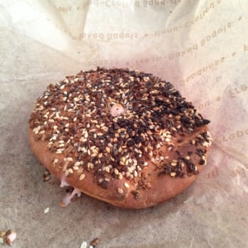 Einstein Bros. Bagels - Thintastic everything bagel with strawberry schmear - Breakfast & Brunch Near Me - Westminster, California