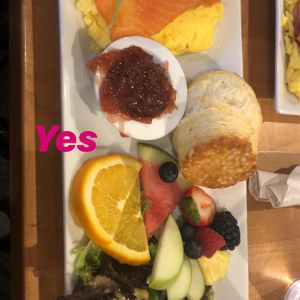 The SconeWitch - Eggs with smoked salmon, vanilla scone, rhubarb ginger jam, fruit and greens. - Cafes Near Me - Ottawa, Ontario The SconeWitch - Eggs with smoked salmon, vanilla scone, rhubarb ginger jam, fruit and greens. - Cafes Near Me - Ottawa, Ontario