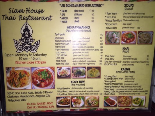 Menu photo 6 Siam House Angeles, PAM